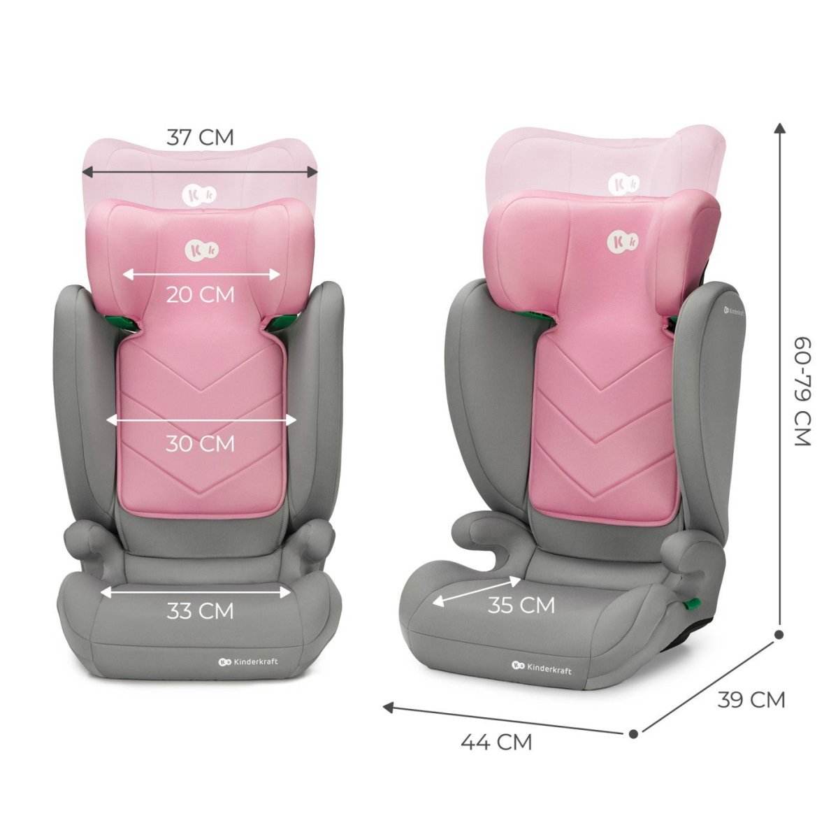 SCAUN AUTO KINDERKRAFT I-SPARK, I-SIZE 100-150 CM, PINK - Atelieru' lui Mesterica