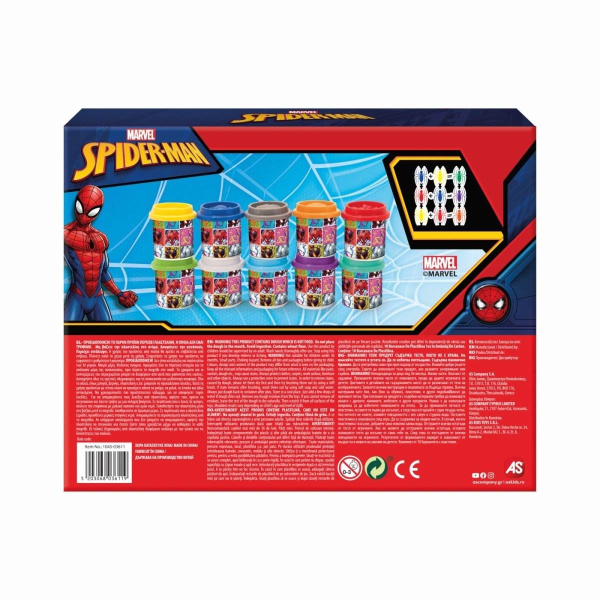 SET 10 BORCANASE DE PLASTILINA SPIDERMAN IN AMBALAJ DE CARTON - Atelieru' lui Mesterica