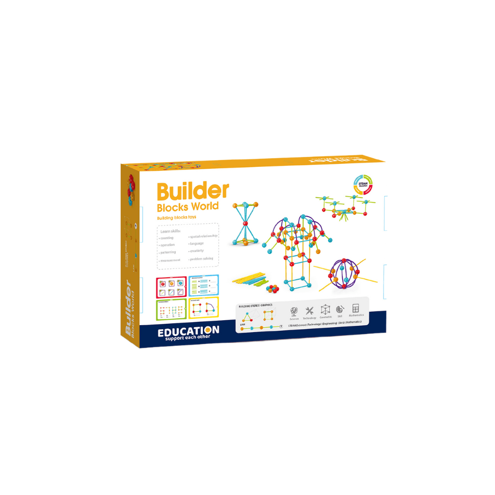 Set de constructie STEAM - Forme 3D ( 140 piese) Atelieru' lui Mesterica | Jucarii, haine si incaltaminte pentru copii