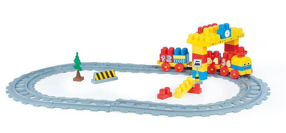 Set de constructii cu trenulet - 58 piese Atelieru' lui Mesterica | Jucarii, haine si incaltaminte pentru copii