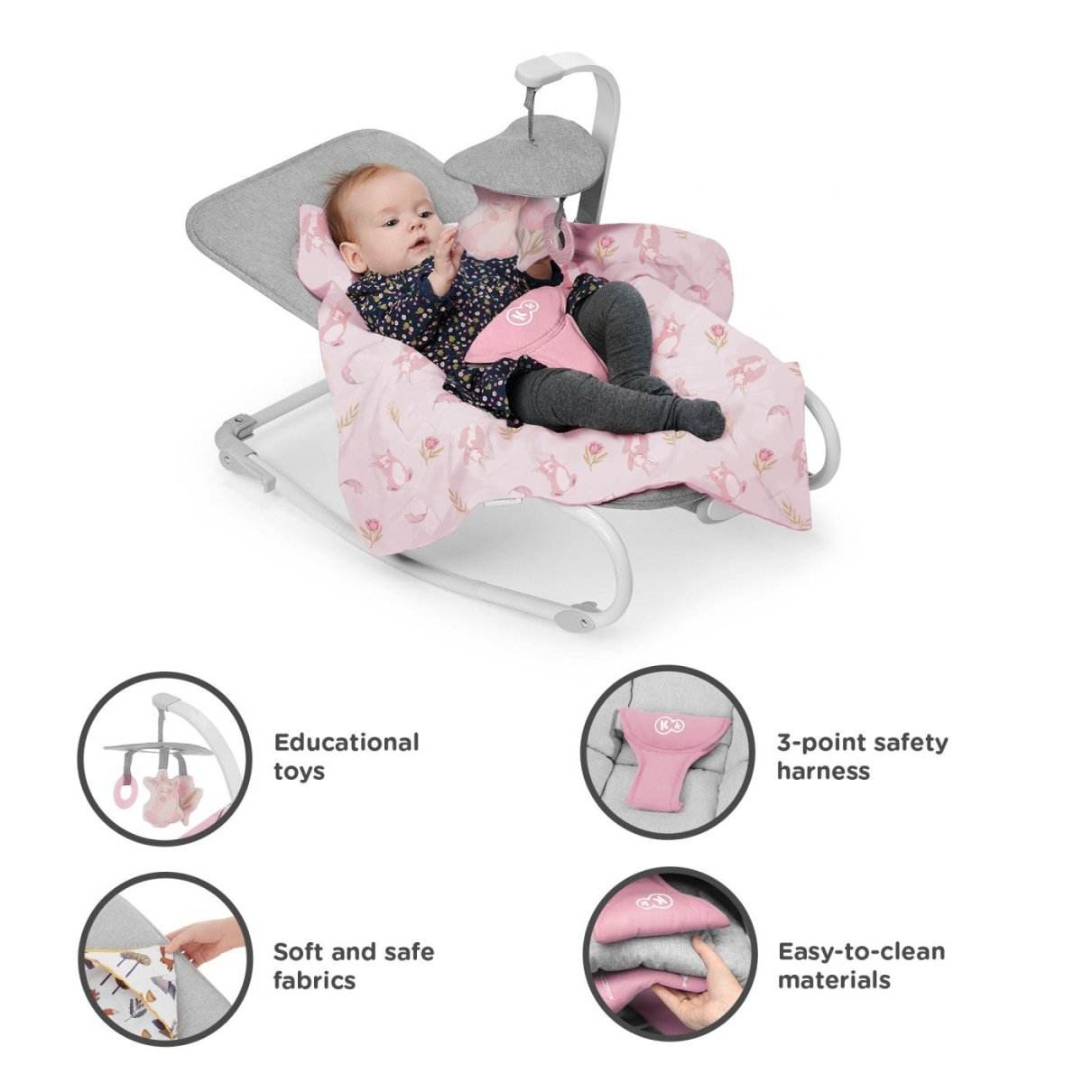 SEZLONG 3 IN 1, KINDERKRAFT FELIO 2, PEONY ROSE - Atelieru' lui Mesterica