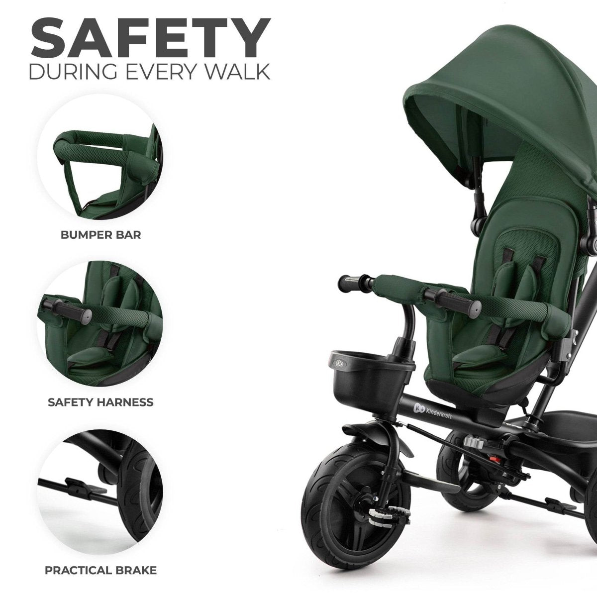 TRICICLETA COPII KINDERKRAFT AVEO, MYSTIC GREEN Atelieru' lui Mesterica | Jucarii, haine si incaltaminte pentru copii