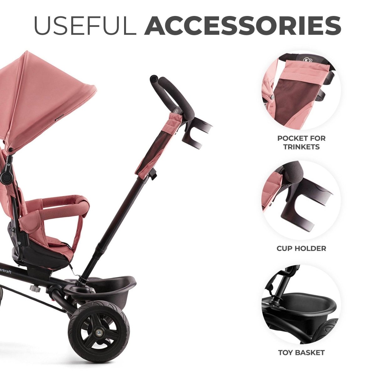 TRICICLETA COPII KINDERKRAFT AVEO, ROSE PINK Atelieru' lui Mesterica | Jucarii, haine si incaltaminte pentru copii