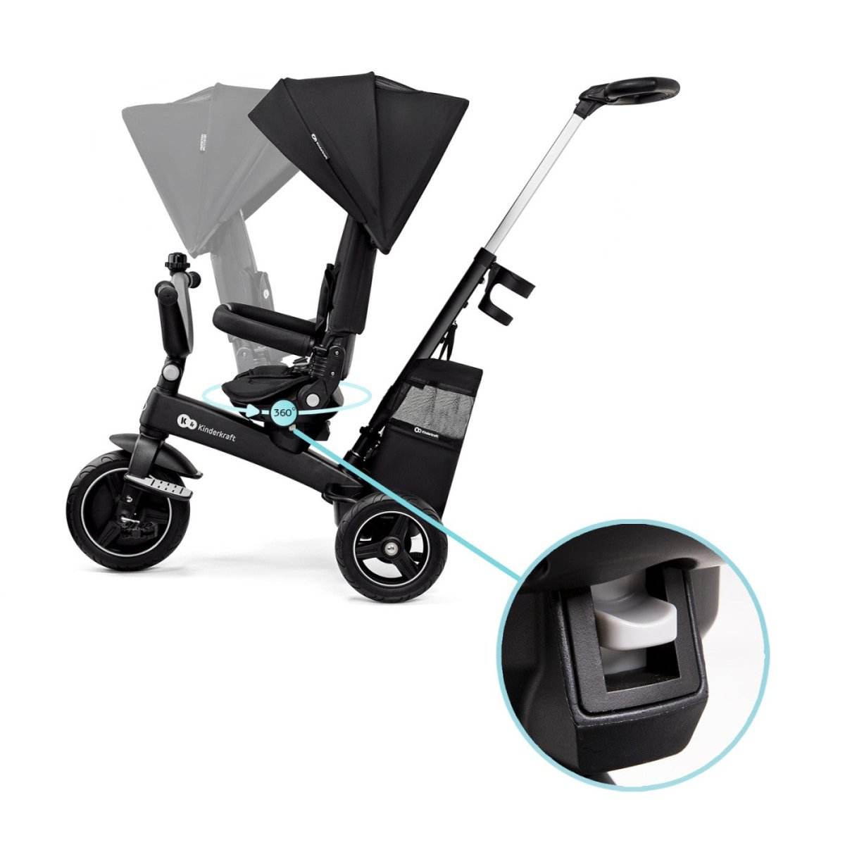 TRICICLETA KINDERKRAFT EASYTWIST, BLACK Atelieru' lui Mesterica | Jucarii, haine si incaltaminte pentru copii