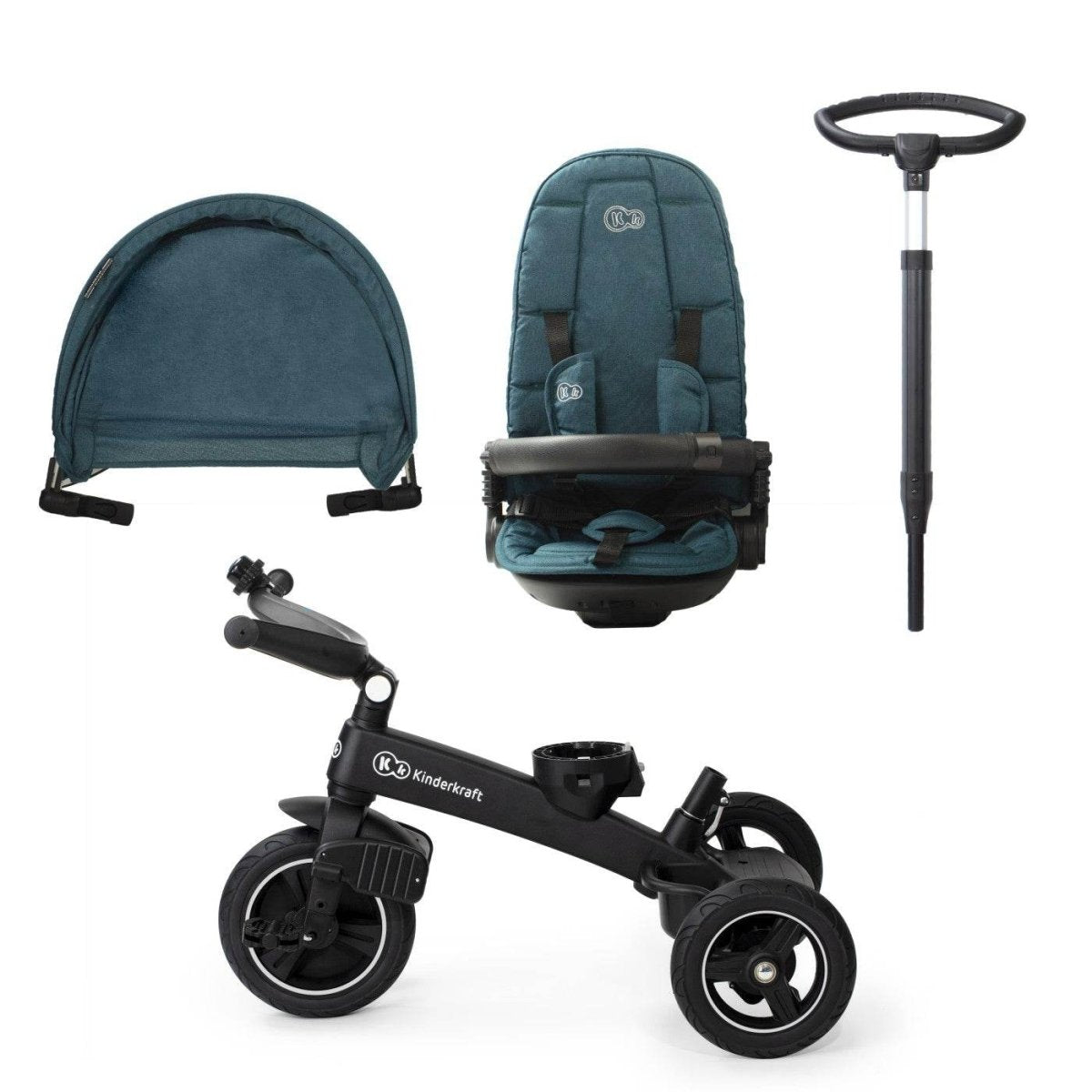 TRICICLETA KINDERKRAFT EASYTWIST, MIDNIGHT GREEN Atelieru' lui Mesterica | Jucarii, haine si incaltaminte pentru copii
