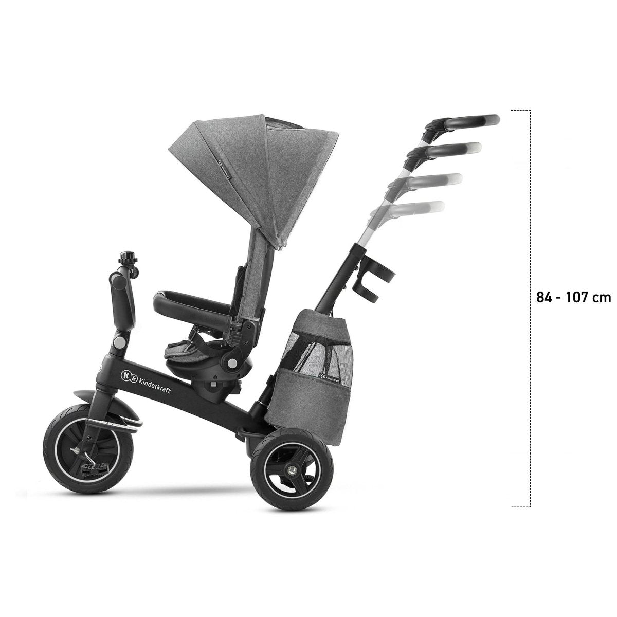 TRICICLETA KINDERKRAFT EASYTWIST, PLATINUM GREY Atelieru' lui Mesterica | Jucarii, haine si incaltaminte pentru copii