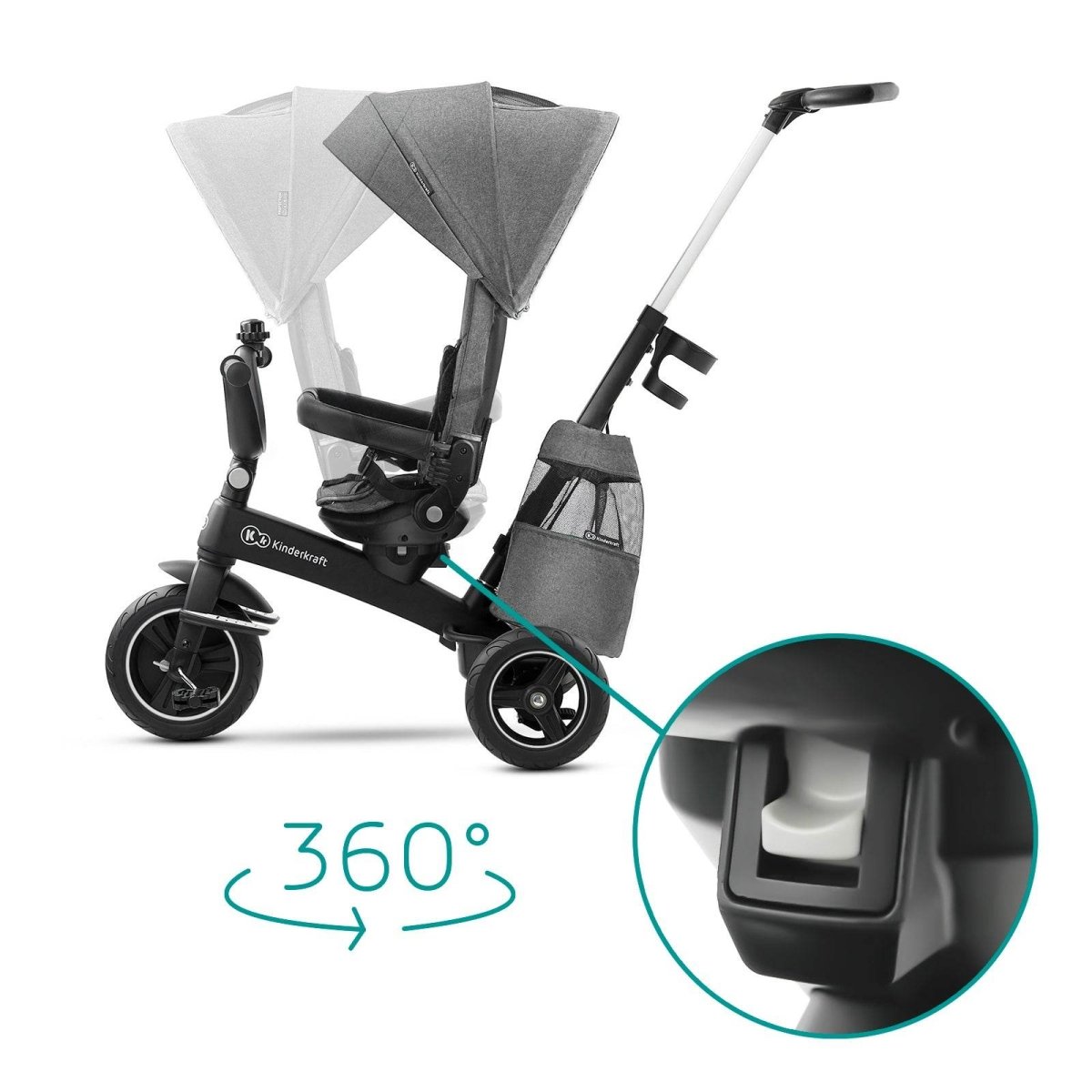 TRICICLETA KINDERKRAFT EASYTWIST, PLATINUM GREY Atelieru' lui Mesterica | Jucarii, haine si incaltaminte pentru copii