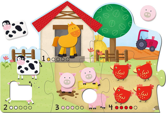 Puzzle - Numaram animalele de la ferma ( 6 piese)