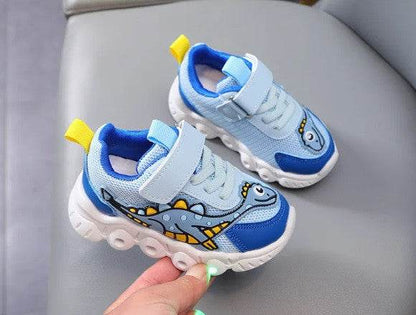 Adidasi cu luminite pentru baietei - Blue dino - Atelieru' lui Mesterica
