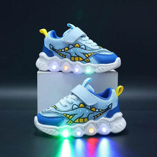 Adidasi cu luminite pentru baietei - Blue dino - Atelieru' lui Mesterica