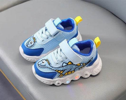 Adidasi cu luminite pentru baietei - Blue dino - Atelieru' lui Mesterica