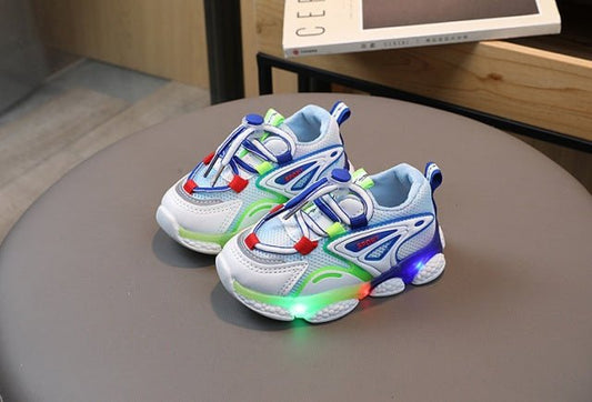 Adidasi multicolori cu luminite pentru baietei Atelieru' lui Mesterica | Jucarii, haine si incaltaminte pentru copii