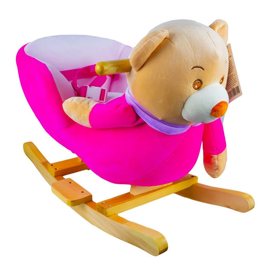 Balansoar pentru bebelusi, Ursulet, lemn + plus, roz, 60x34x45 cm Atelieru' lui Mesterica | Jucarii, haine si incaltaminte pentru copii
