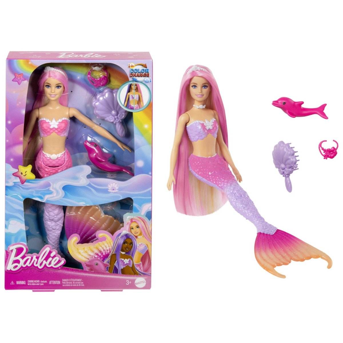 BARBIE COLOR CHANGE PAPUSA SIRENA CU PAR ROZ - Atelieru' lui Mesterica