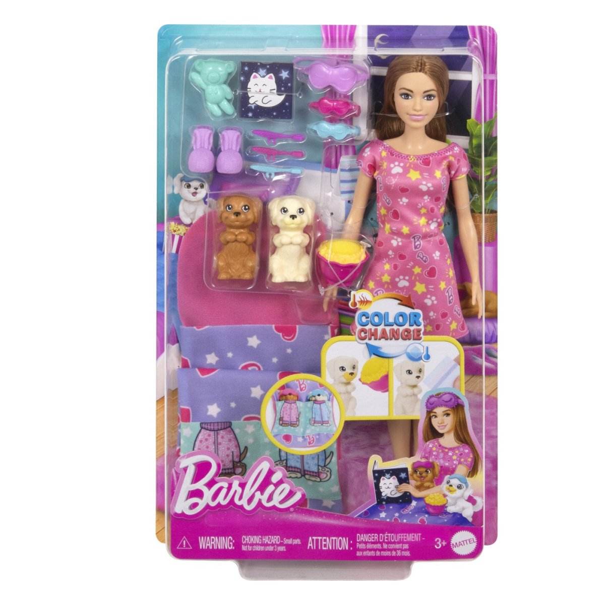 BARBIE PAPUSA BARBIE FAMILY SET PETRECERE CU 2 CATELUSI COLOR CHANGE - Atelieru' lui Mesterica