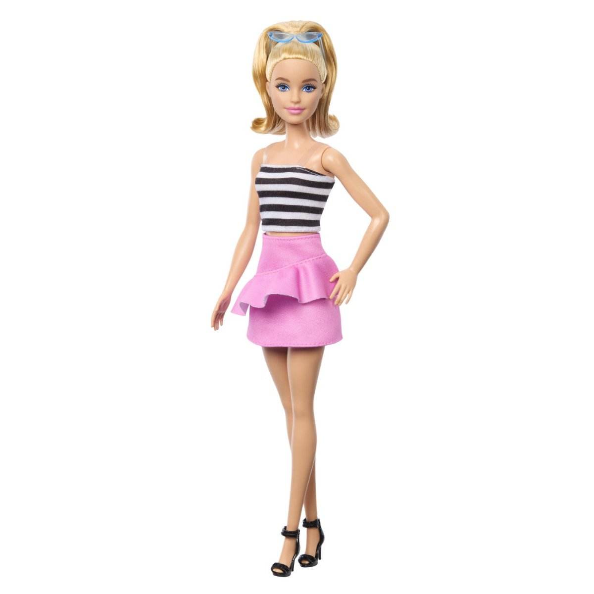 BARBIE PAPUSA BARBIE FASHIONISTA BLONDA CU PARUL PRIN IN COADA SI FUSTA ROZ - Atelieru' lui Mesterica