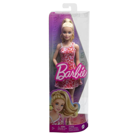 BARBIE PAPUSA BARBIE FASHIONISTA BLONDA CU PARUL PRINS IN COADA SI ROCHIE CU FLORICELE - Atelieru' lui Mesterica