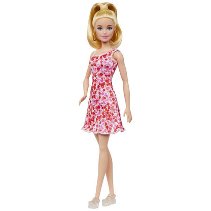 BARBIE PAPUSA BARBIE FASHIONISTA BLONDA CU PARUL PRINS IN COADA SI ROCHIE CU FLORICELE Atelieru' lui Mesterica | Jucarii, haine si incaltaminte pentru copii