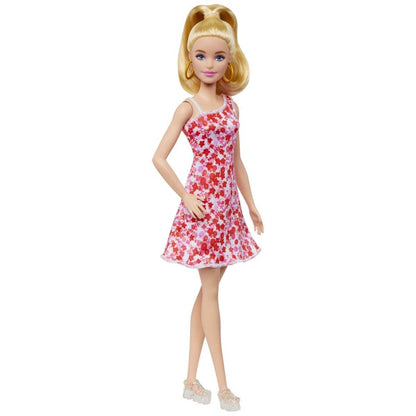 BARBIE PAPUSA BARBIE FASHIONISTA BLONDA CU PARUL PRINS IN COADA SI ROCHIE CU FLORICELE - Atelieru' lui Mesterica