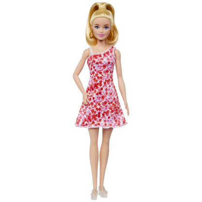 BARBIE PAPUSA BARBIE FASHIONISTA BLONDA CU PARUL PRINS IN COADA SI ROCHIE CU FLORICELE - Atelieru' lui Mesterica