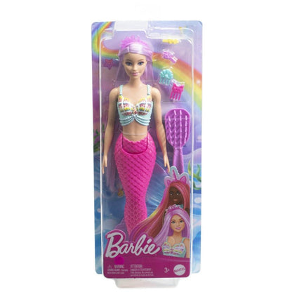 BARBIE PAPUSA SIRENA CU PAR MOV SI COADA ROZ - Atelieru' lui Mesterica