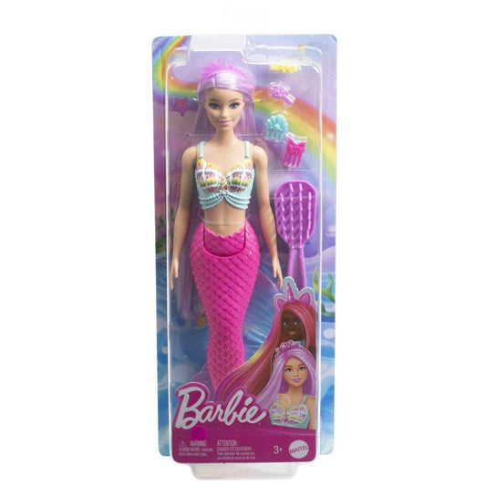 BARBIE PAPUSA SIRENA CU PAR MOV SI COADA ROZ - Atelieru' lui Mesterica