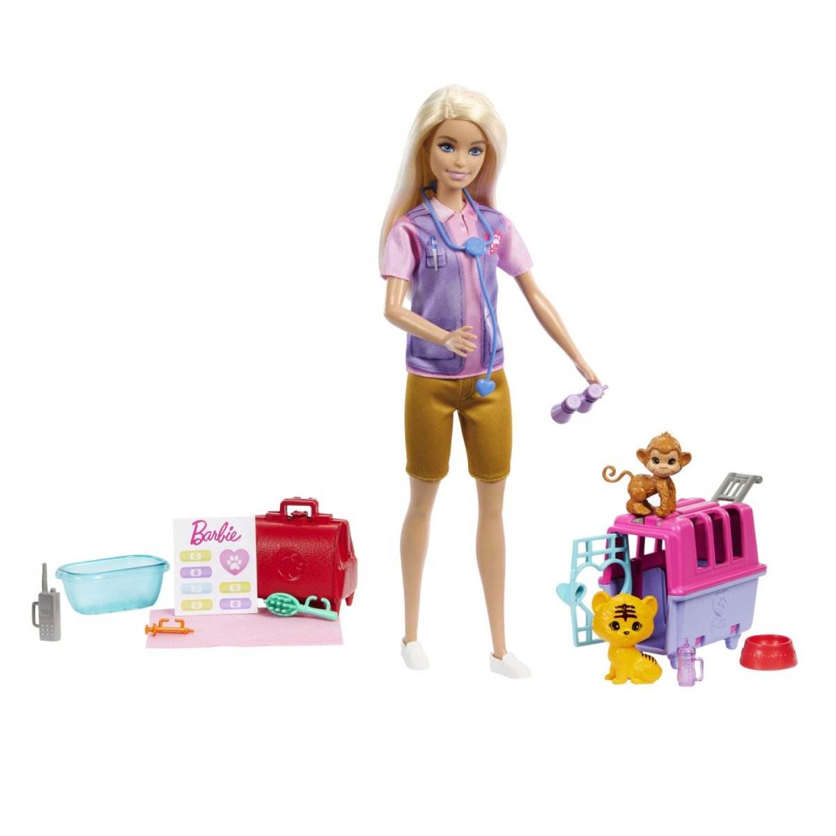 BARBIE YOU CAN BE SET PAPUSA CU DOUA ANIMALUTE DIN JUNGLA - Atelieru' lui Mesterica