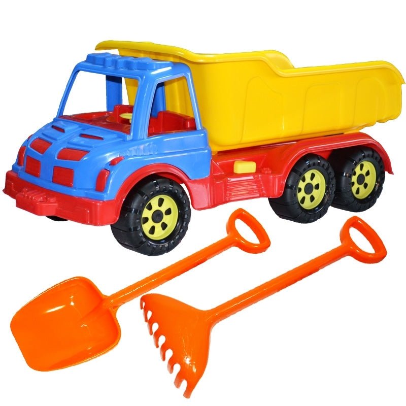 Camion 60 cm, cu lopata + grebla - ROBENTOYS Atelieru' lui Mesterica | Jucarii, haine si incaltaminte pentru copii