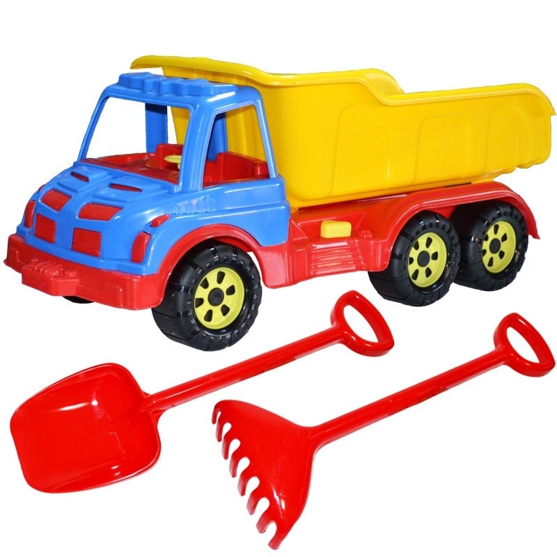 Camion 60 cm, cu lopata + grebla - ROBENTOYS Atelieru' lui Mesterica | Jucarii, haine si incaltaminte pentru copii