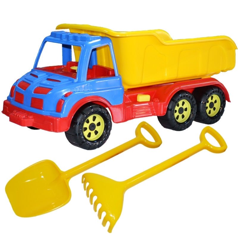 Camion 60 cm, cu lopata + grebla - ROBENTOYS Atelieru' lui Mesterica | Jucarii, haine si incaltaminte pentru copii