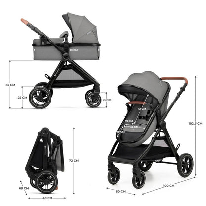 CARUCIOR KINDERKRAFT ESME, 3 IN 1, MOONLIGHT GREY Atelieru' lui Mesterica | Jucarii, haine si incaltaminte pentru copii