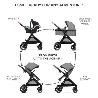 CARUCIOR KINDERKRAFT ESME, 3 IN 1, MOONLIGHT GREY Atelieru' lui Mesterica | Jucarii, haine si incaltaminte pentru copii