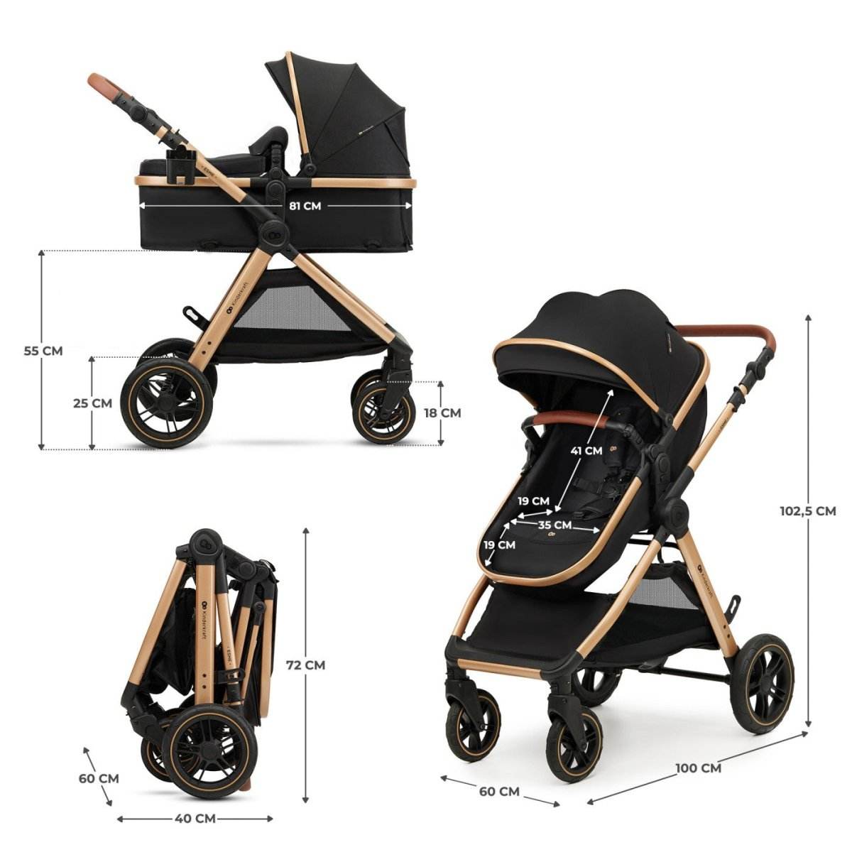 CARUCIOR KINDERKRAFT ESME, 3 IN 1, PURE BLACK - Atelieru' lui Mesterica