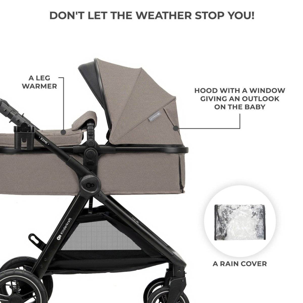 CARUCIOR KINDERKRAFT ESME, 3 IN 1, SAND BEIGE - Atelieru' lui Mesterica