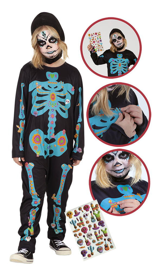 Costum de carnaval cu autocolante - Schelet infricosator Atelieru' lui Mesterica | Jucarii, haine si incaltaminte pentru copii
