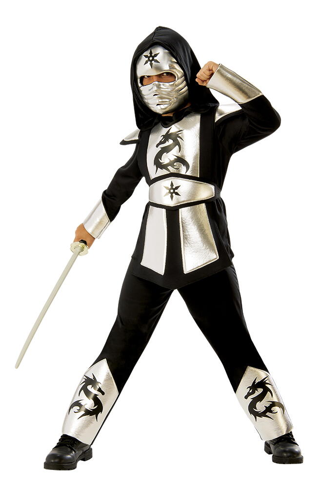 Costum de carnaval - Ninja (Argintiu) Atelieru' lui Mesterica | Jucarii, haine si incaltaminte pentru copii