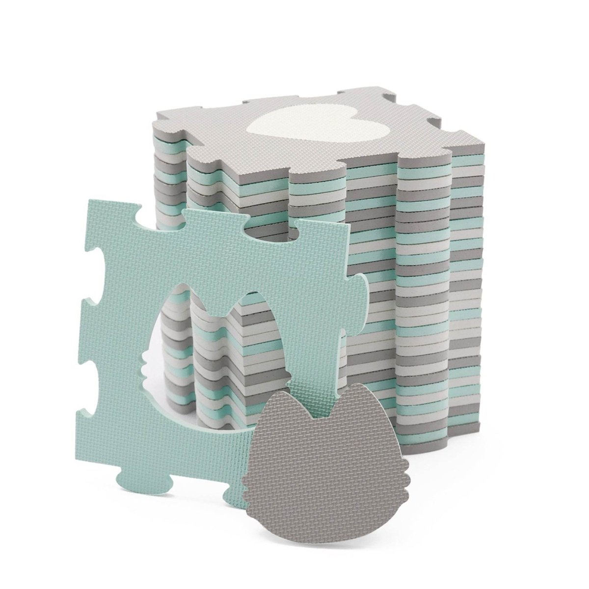 COVORAS DE JOACA KINDERKRAFT LUNO SHAPES, PUZZLE 3D, SPUMA, MINT Atelieru' lui Mesterica | Jucarii, haine si incaltaminte pentru copii