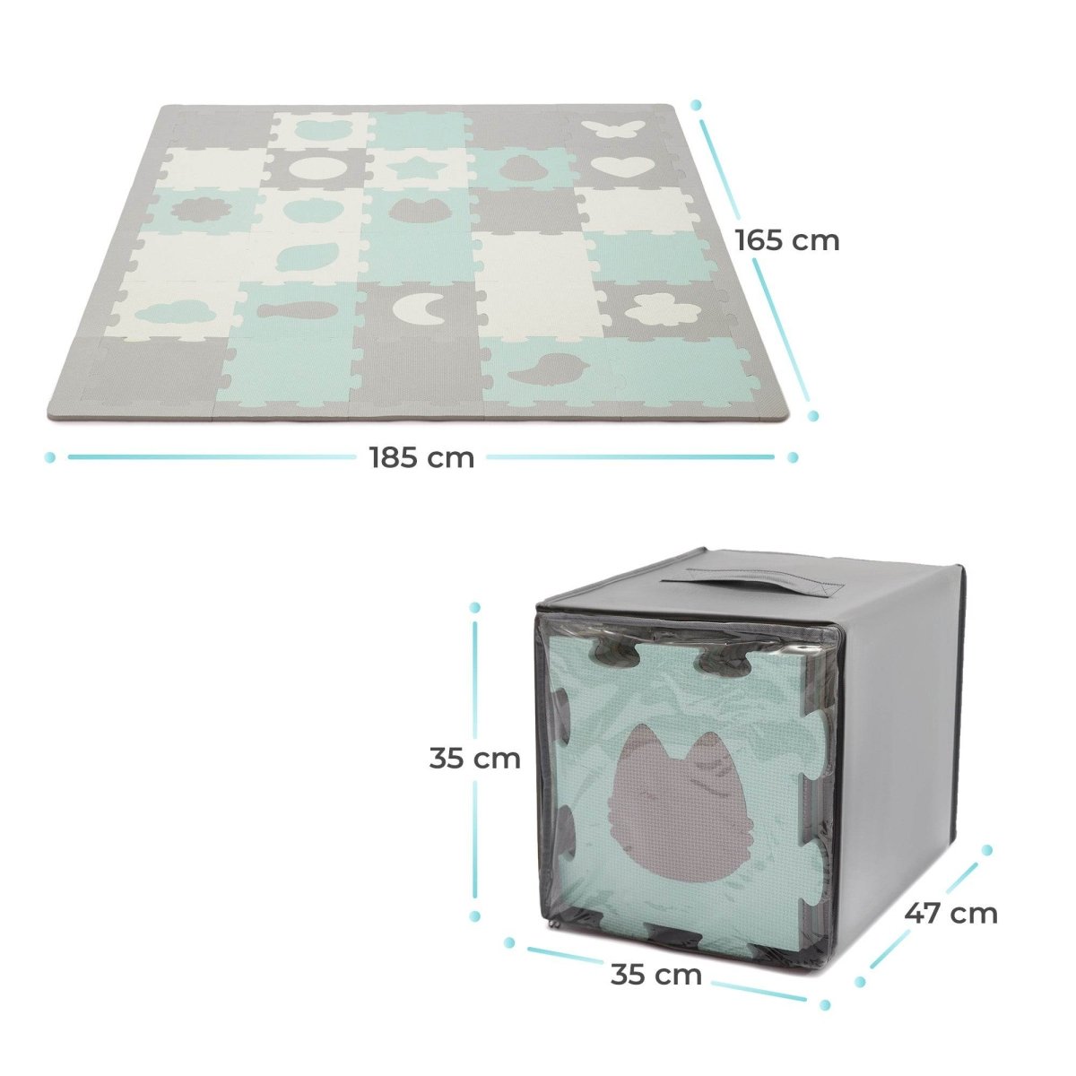 COVORAS DE JOACA KINDERKRAFT LUNO SHAPES, PUZZLE 3D, SPUMA, MINT Atelieru' lui Mesterica | Jucarii, haine si incaltaminte pentru copii
