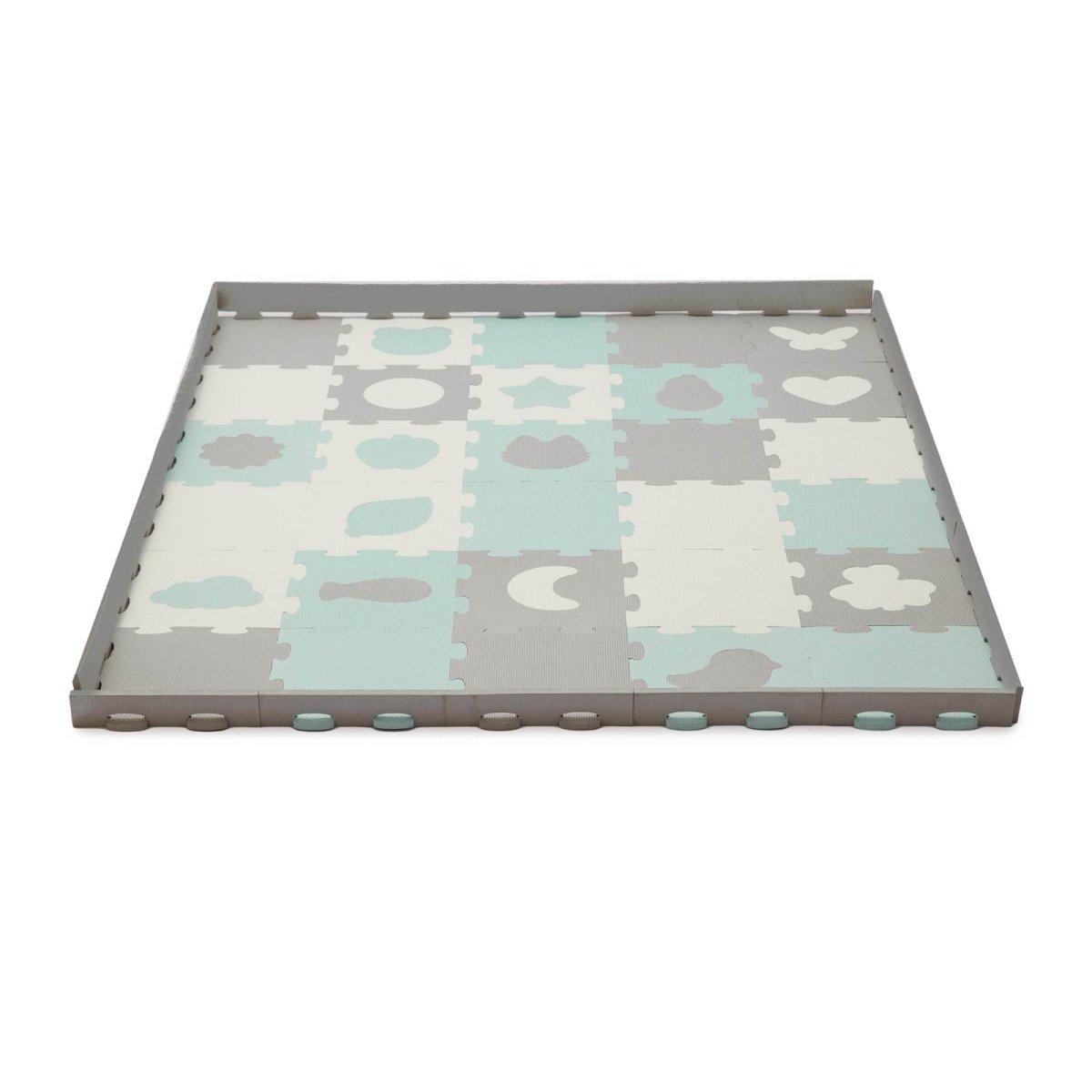 COVORAS DE JOACA KINDERKRAFT LUNO SHAPES, PUZZLE 3D, SPUMA, MINT Atelieru' lui Mesterica | Jucarii, haine si incaltaminte pentru copii