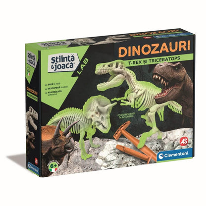 DESCOPERA DINOZAURUL T-REX & TRICERAPTOR FLUO STIINTA SI JOACA - Atelieru' lui Mesterica