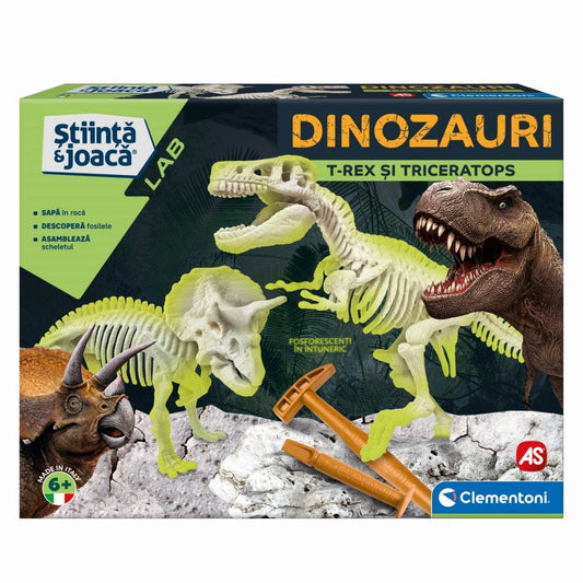 DESCOPERA DINOZAURUL T-REX & TRICERAPTOR FLUO STIINTA SI JOACA - Atelieru' lui Mesterica