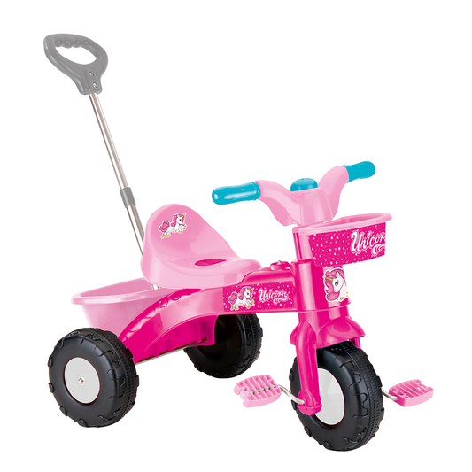 Prima mea tricicleta roz cu maner - Unicorn