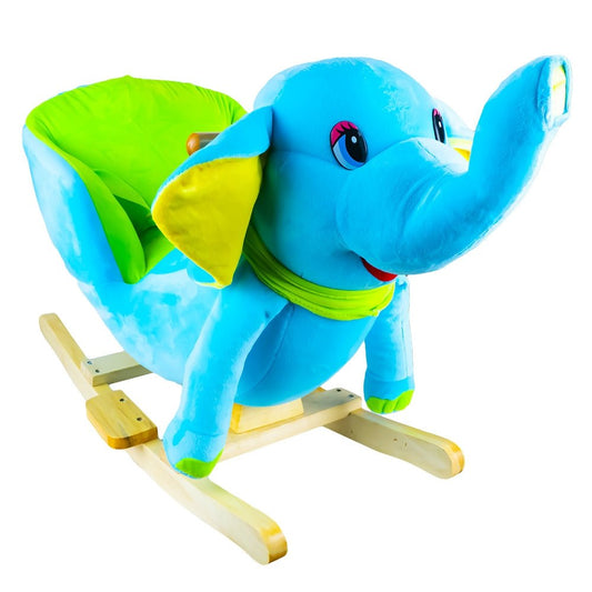 Elefant balansoar pentru bebelusi, lemn + plus, albastru, 60x34x45 cm Atelieru' lui Mesterica | Jucarii, haine si incaltaminte pentru copii