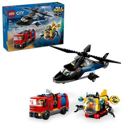 LEGO CITY ELICOPTER, CAMION DE POMPIERI SI SUBMARIN REMIXATE 60462 - Atelieru' lui Mesterica
