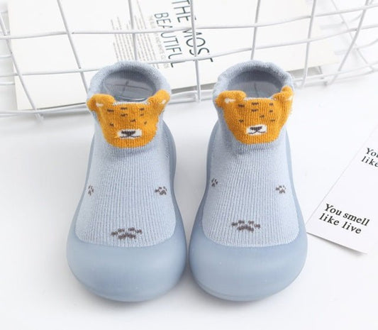 Mocasini bleu cu talpa antiderapanta - Teddy Atelieru' lui Mesterica | Jucarii, haine si incaltaminte pentru copii