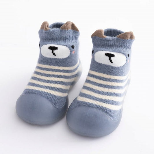 Mocasini cu talpa antiderapanta - Bleu Teddy Atelieru' lui Mesterica | Jucarii, haine si incaltaminte pentru copii