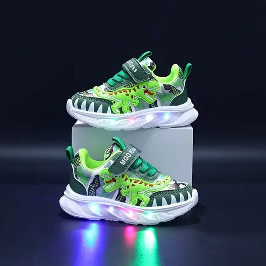 Pantofi Sport Copii cu Lumini?e LED ?i Design Dinozaur Verde Atelieru' lui Mesterica | Jucarii, haine si incaltaminte pentru copii