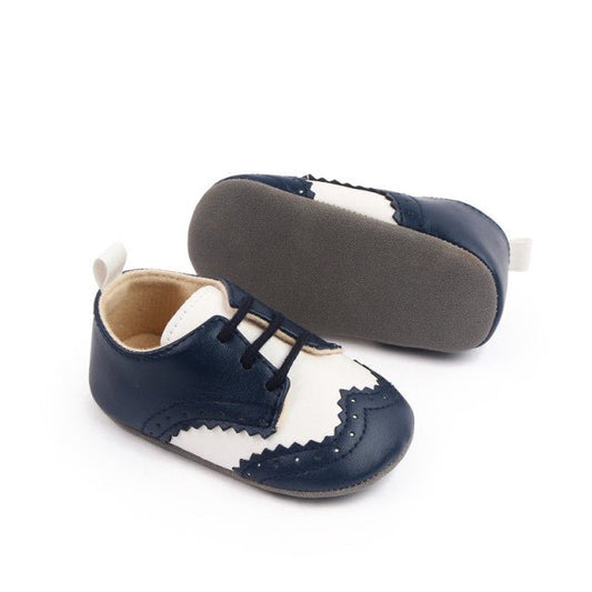 Pantofiori eleganti bleumarine cu insertie alba Atelieru' lui Mesterica | Jucarii, haine si incaltaminte pentru copii
