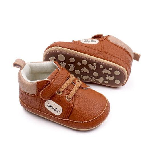 Pantofiori maro pentru baietei - Baby Boy Atelieru' lui Mesterica | Jucarii, haine si incaltaminte pentru copii
