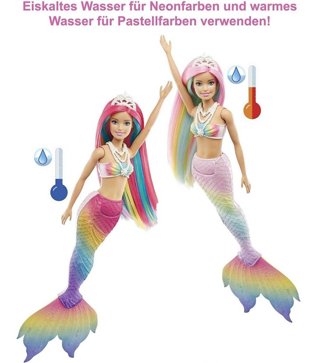 Papușa Barbie Dreamtopia Sirena Rainbow Magic – Schimba Culoarea în apa calda, 29 cm - Atelieru' lui Mesterica